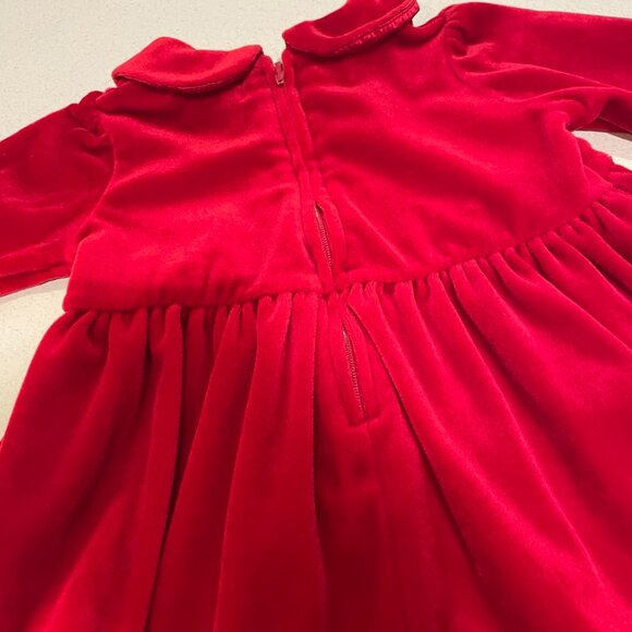 VTG 90s Childrens Place Red Velvet Christmas Dress w/ Peter Pan Collar Sz 12 Mos - Picture 6 of 13